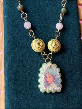 Fairy charm rose quartz crystal bead necklace